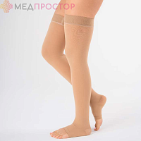 Чулки компрессионные с открытым носком, класс компрессии 1, на широкое бедро, цвет бежевый, ТК.930 Evolution